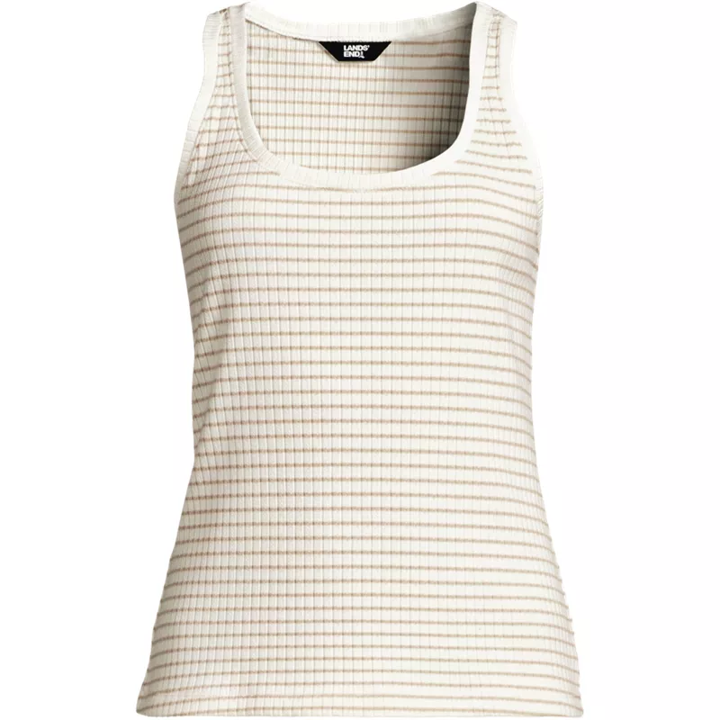 Women's Plus Size Pointelle Rib UNeck Tank, Front