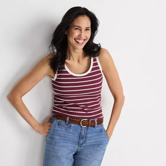 Women's Pointelle Rib UNeck Tank - primary