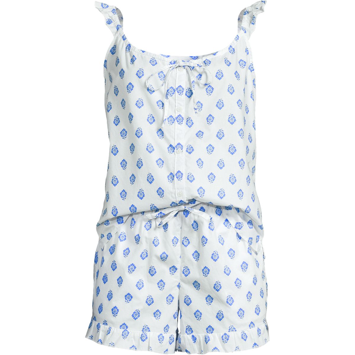 Women's Poplin 2 Piece Pajama Set - Tank Top and Shorts