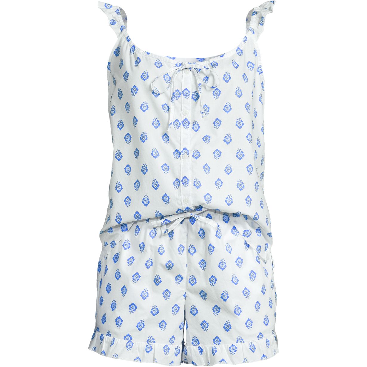 Women's Poplin 2 Piece Pajama Set - Tank Top and Shorts
