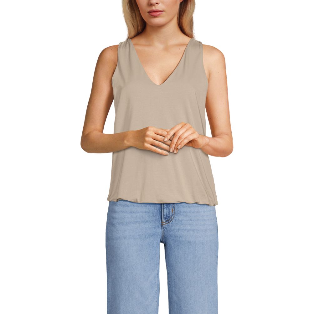 売れ筋商品|||ランズエンド カットソー トップス レディース Women's Lightweight Jersey Blouson Vneck Tank Blush whisper Women's Lightweight Jersey Blouson Vneck Tank | Lands' End