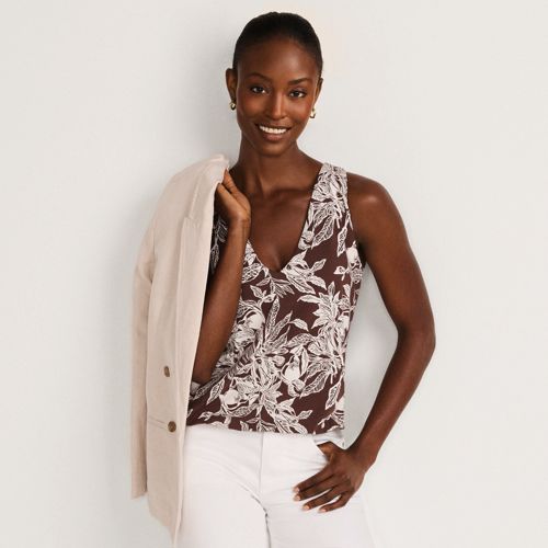 Women's Drapey Rib Fitted Tank Top | Lands' End
