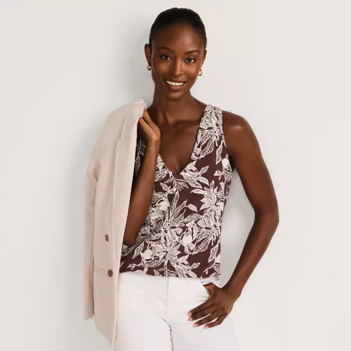 Women's Lightweight Jersey Blouson Vneck Tank, alternative image