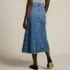 Women's Soft Denim Godet Midi Skirt, Back