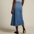 Women's Petite Soft Denim Godet Midi Skirt, Back