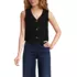 Women's Linen Blend Button Front Vest, Front