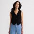Women's Linen Blend Button Front Vest, Front