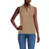 Women's Drapey Rib Sleeveless Johnny Collar Polo Shirt, Front