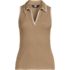 Women's Drapey Rib Sleeveless Johnny Collar Polo Shirt, Front