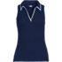 Women's Drapey Rib Sleeveless Johnny Collar Polo Shirt, Front