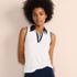 Women's Drapey Rib Sleeveless Johnny Collar Polo Shirt, alternative image