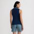 Women's Drapey Rib Sleeveless Johnny Collar Polo Shirt, Back