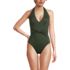 Women's Sculpting Suit Plunge Halter High Leg One Piece Swimsuit, Front