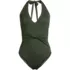 Women's Long Sculpting Suit Plunge Halter High Leg One Piece Swimsuit, Front