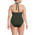 Women's Plus Size Sculpting Suit Plunge Halter High Leg One Piece Swimsuit, Back