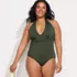 Women's Plus Size Sculpting Suit Plunge Halter High Leg One Piece Swimsuit, alternative image