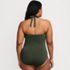 Women's Plus Size Sculpting Suit Plunge Halter High Leg One Piece Swimsuit, Back