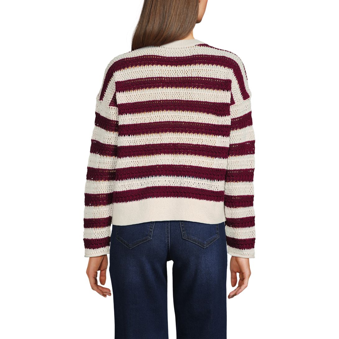 Women's Cotton Blend Pointelle Crew Neck Sweater