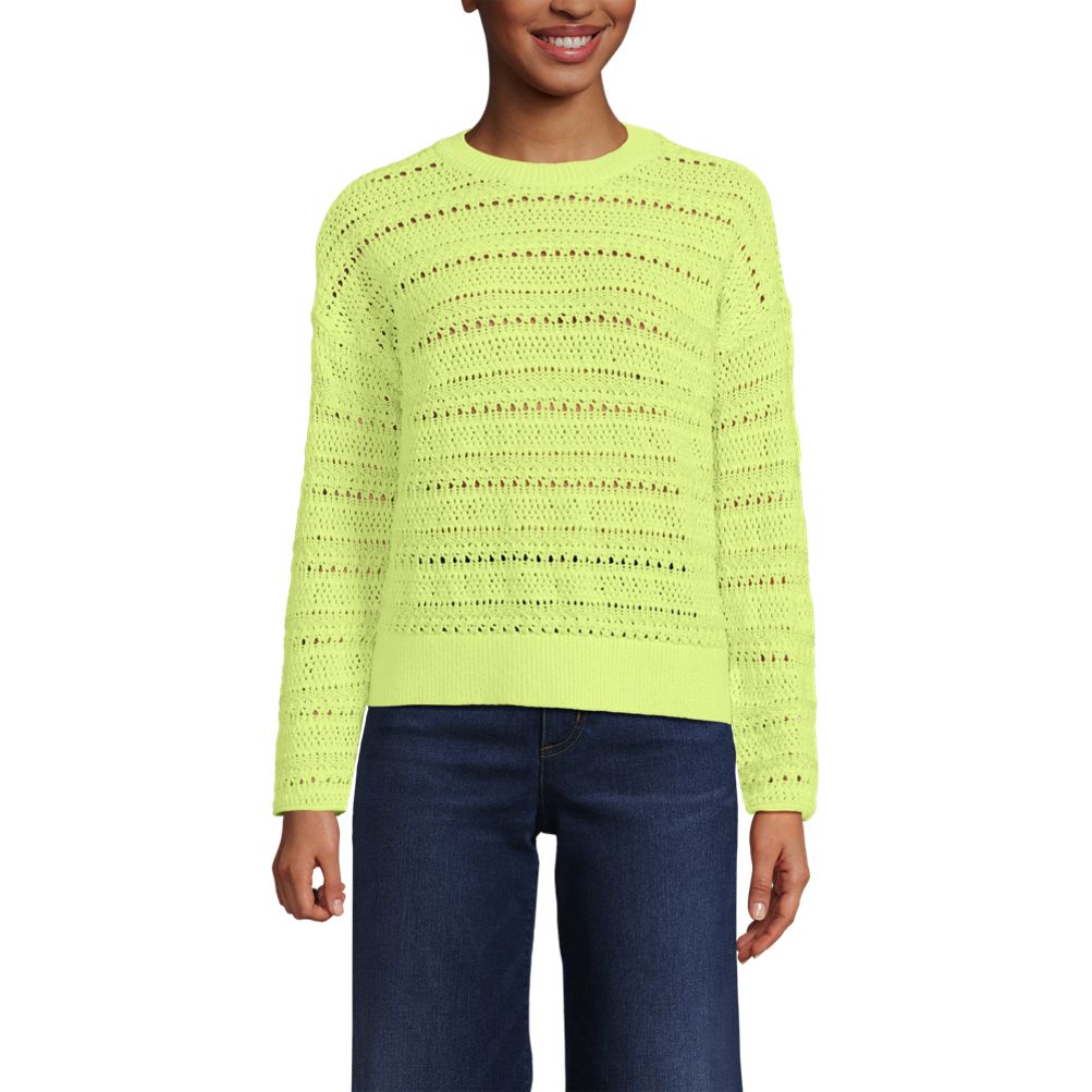売れ筋商品|||ランズエンド ニット&セーター アウター レディース Women's Cotton Blend Pointelle Crew Neck Sweater Crisp peach Lands' End Women's Cotton Blend Pointelle Crew Neck Sweater