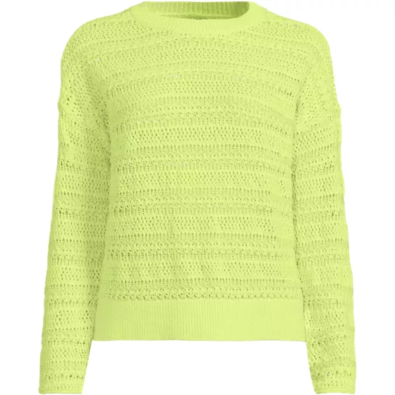Women's Cotton Blend Pointelle Crew Neck Sweater - primary