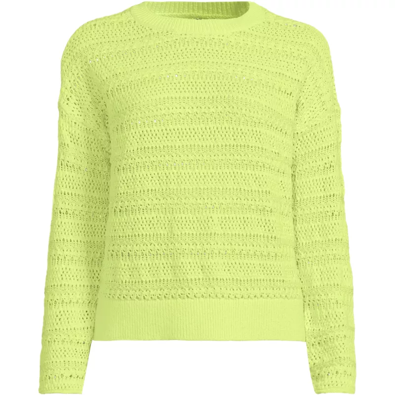 Women's Cotton Blend Pointelle Crew Neck Sweater, Front