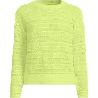 売れ筋商品|||ランズエンド ニット&セーター アウター レディース Women's Cotton Blend Pointelle Crew Neck Sweater Soft limoncello yellow Lands' End Women's Cotton Blend Pointelle Crew Neck Sweater