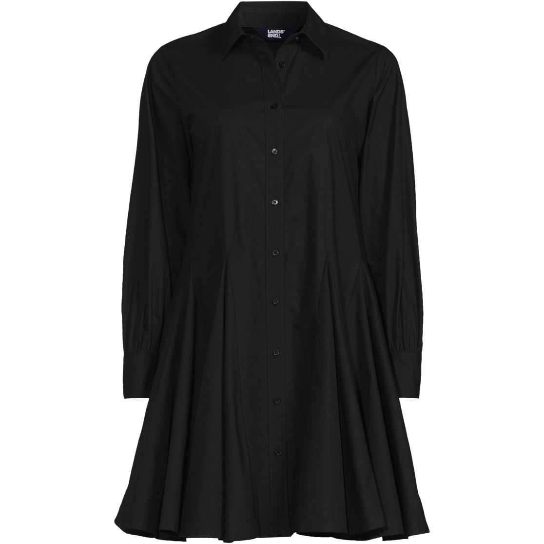 Women's Poplin Button Front Dress with Godets