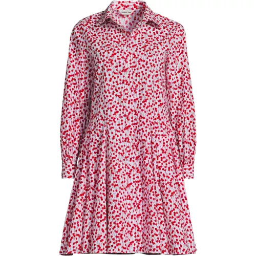 Women's Poplin Button Front Dress with Godets, alternative image