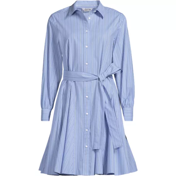 Women's Poplin Button Front Dress with Godets - primary