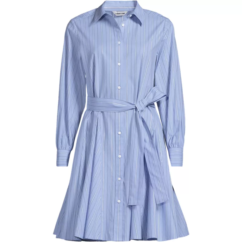 Women's Poplin Button Front Dress with Godets, Front