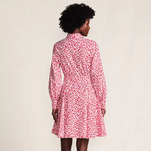 Women's Poplin Button Front Dress with Godets, Back