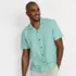 Men's Linen Cotton Pintuck Camp Collar Shirt, alternative image