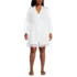 Women's Plus Size Long Sleeve Romantic Linen Above the Knee Shirt Dress, Front