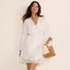 Women's Plus Size Long Sleeve Romantic Linen Above the Knee Shirt Dress, alternative image