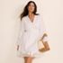 Women's Plus Size Long Sleeve Romantic Linen Above the Knee Shirt Dress, alternative image