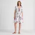 Women's Puff Sleeve Pleated Linen Knee Length Dress, Front