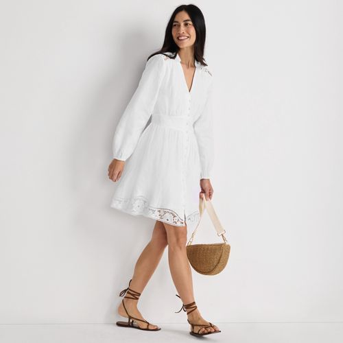 Lenina ♥ LONE check puff shoulder linen dress/追跡付 If Only Studio Off-the-Shoulder Linen-Blend Midi-Dress