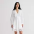 Women's Long Sleeve Romantic Linen Above the Knee Shirt Dress, Front