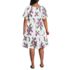 Women's Plus Size Puff Sleeve Pleated Linen Knee Length Dress, Back
