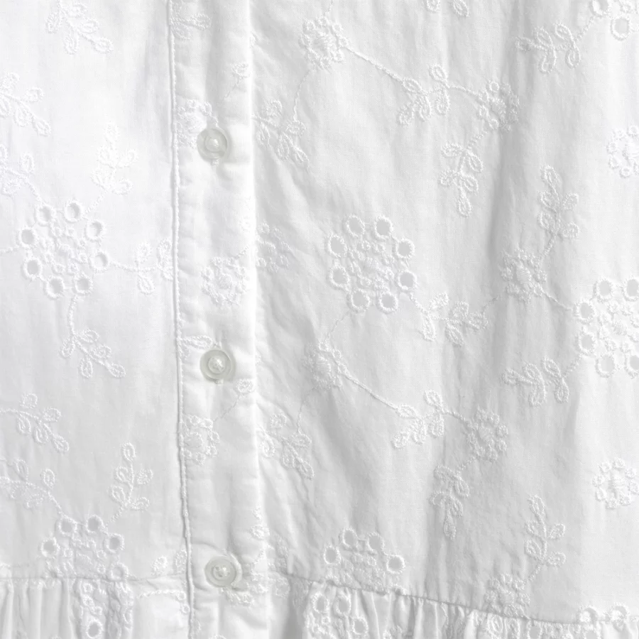 Women's Elbow Sleeve Eyelet Knee Length Shirt Dress