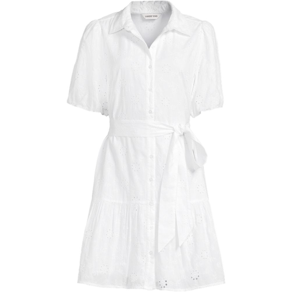 knee length dresses for ladies 100% Cotton White Eyelet Cutout Midi Dress - All Dresses main image 1