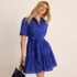 Women's Elbow Sleeve Eyelet Knee Length Shirt Dress, alternative image