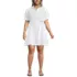 Women's Plus Size Elbow Sleeve Eyelet Knee Length Shirt Dress, alternative image