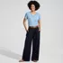 Women's Lightweight Denim Mid Rise Pleated Slouchy Jeans, alternative image
