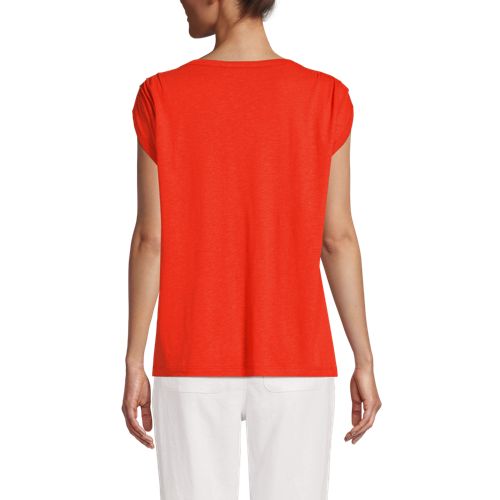  Lands' End Shirt Aus Leinenmix Mit U-boot-ausschnitt, Damen, Größe:36-38 Regular, Orange, Leinen/viskose, By Lands' End 