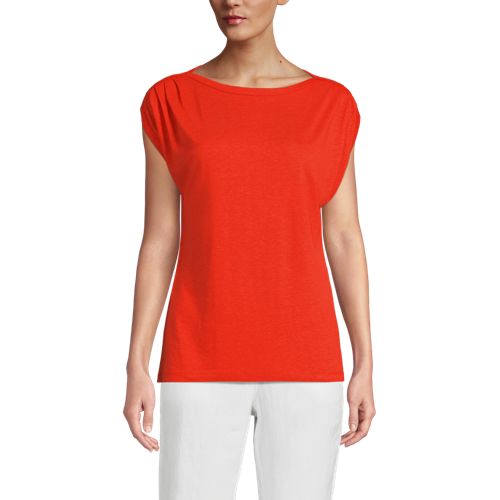  Lands' End Shirt Aus Leinenmix Mit U-boot-ausschnitt, Damen, Größe:36-38 Regular, Orange, Leinen/viskose, By Lands' End 