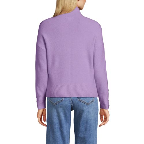  Lands' End Sot Touch Stehkragenpullover Mit ärmelknöpfen, Damen, Größe:32-34 Petite, Lila, Polyacryl/woll-mischung/nylon-mischung, By Lands' End 