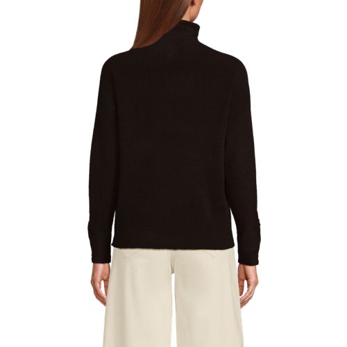  Lands' End Sot Touch Stehkragenpullover Mit ärmelknöpfen, Damen, Größe:44-46 Petite, Braun, Polyacryl/woll-mischung/nylon-mischung, By Lands' End 