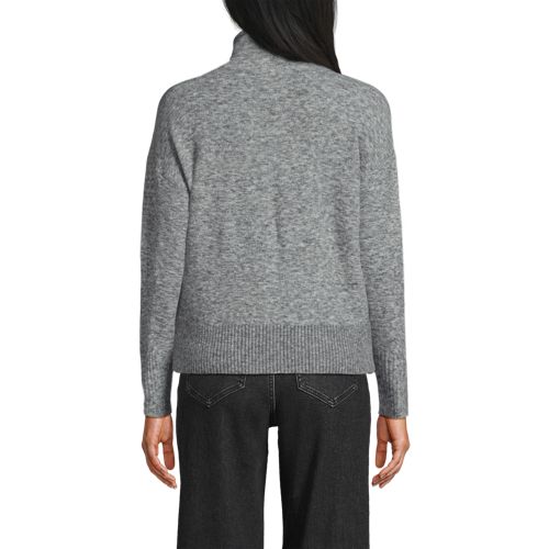  Lands' End Sot Touch Stehkragenpullover Mit ärmelknöpfen, Damen, Größe:32-34 Petite, Grau, Polyacryl/woll-mischung/nylon-mischung, By Lands' End 