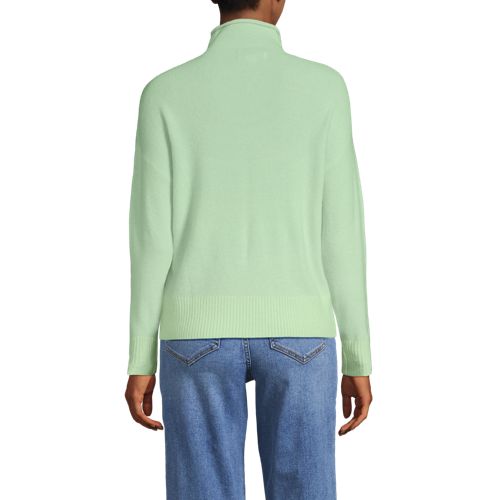  Lands' End Sot Touch Stehkragenpullover Mit ärmelknöpfen, Damen, Größe:32-34 Petite, Grün, Polyacryl/woll-mischung/nylon-mischung, By Lands' End 